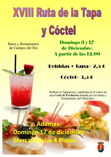 Vuelve a disfrutar de la mejor gastronomía campera en la XVIII Ruta de la Tapa y el Cóctel