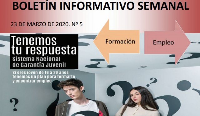 El Servicio de Garantía Juvenil distribuirá semanalmente un boletín informativo sobre Empleo y Formación