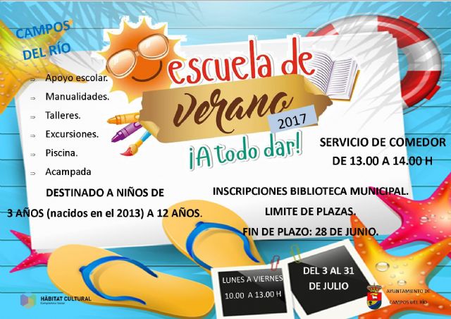 El Ayuntamiento de Campos del Río abre el plazo de inscripción para la Escuela y el Comedor Escolar de Verano